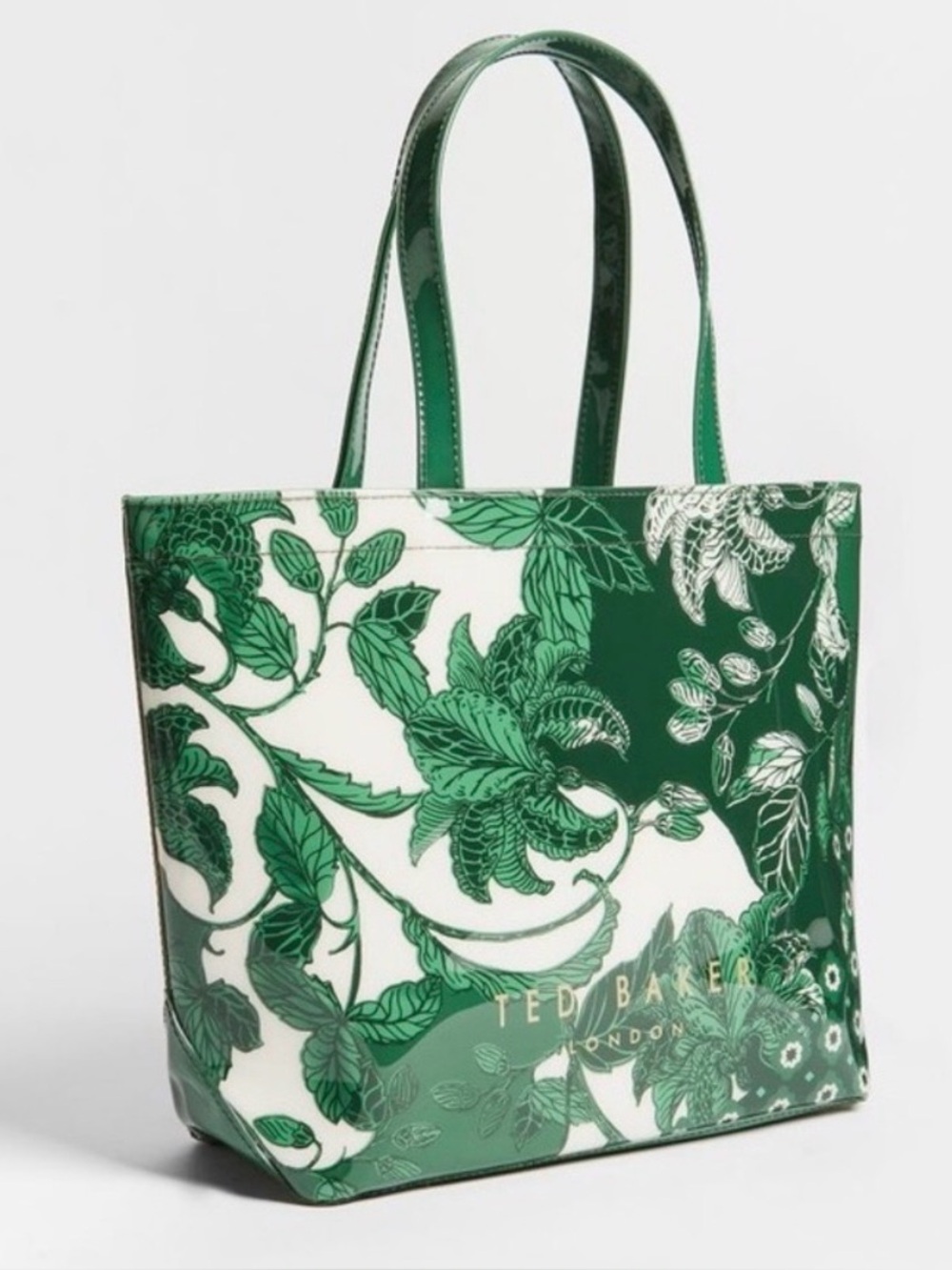 Ted Baker Rococo Icon Large Rolocon Tote Bag Green White Floral Travel Beach New